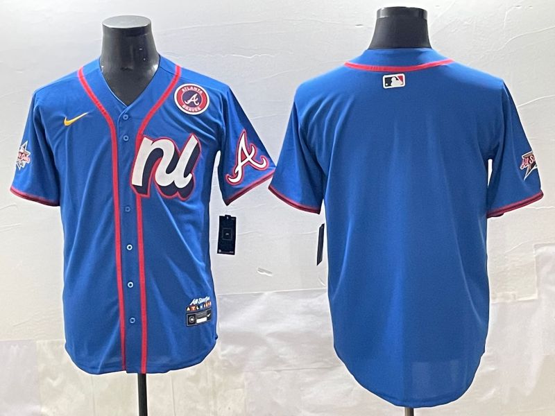 Men 2025 Atlanta Braves Blank Blue All star Blank Blue Nike MLB Jersey style 2